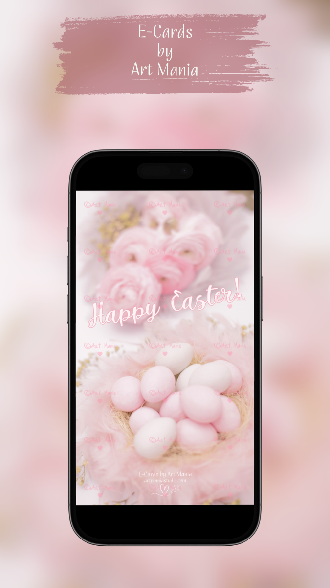 Happy Easter. Soft pink colors. E-Card