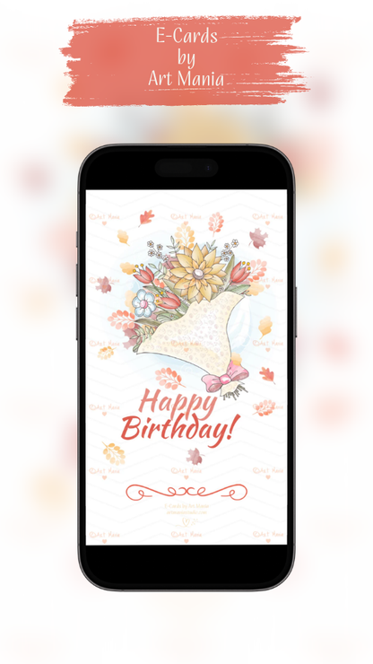 Autumn bouquet. Birthday E-Card