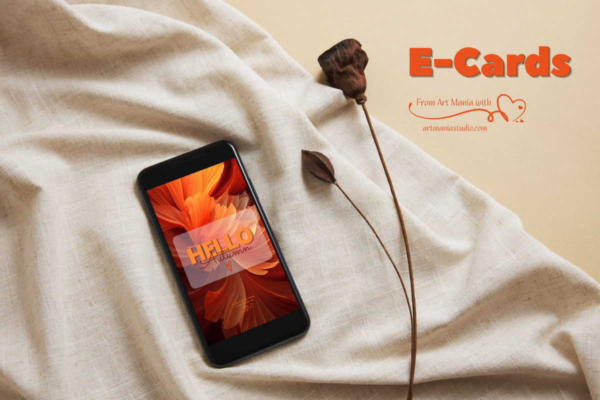 Hello Autumn. Orange E-Card