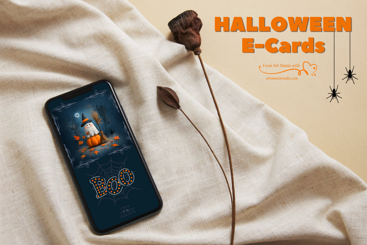 Halloween night. Ghost. E-Card