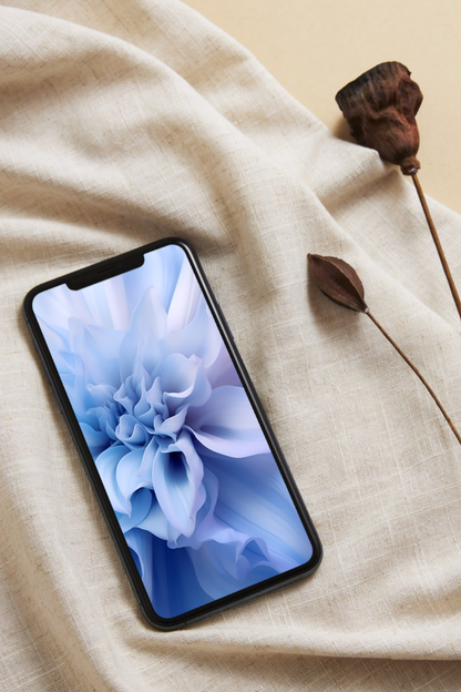 Soft blue flowers. Mobile wallpapers. Set of 3 Images