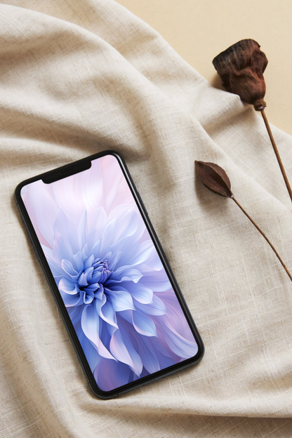 Soft blue flowers. Mobile wallpapers. Set of 3 Images