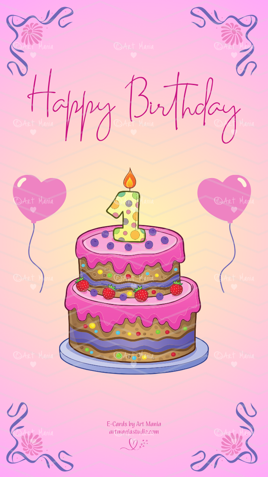 One year. Birthday E-Card