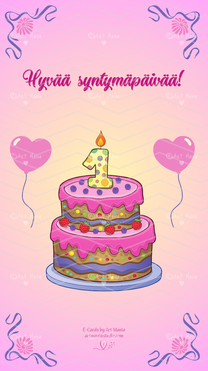 One year. Birthday E-Card