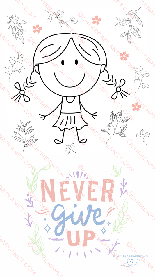 Never give up. E-Card