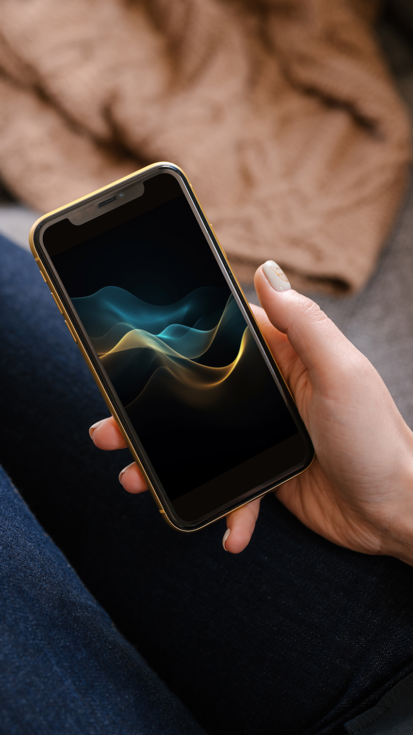 Emerald with Golden Waves. Mobile wallpapers. Set of 3 Images