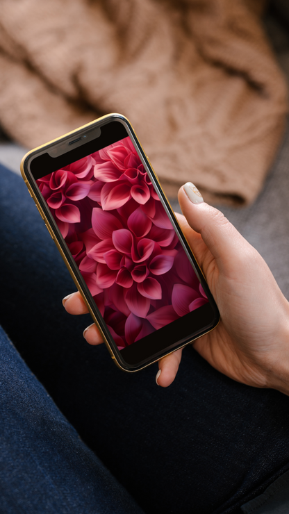 Chic bordo flowers. Mobile wallpapers. Set of 3 Images