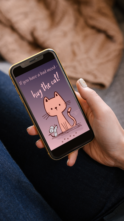 Hug the cat. E-Card
