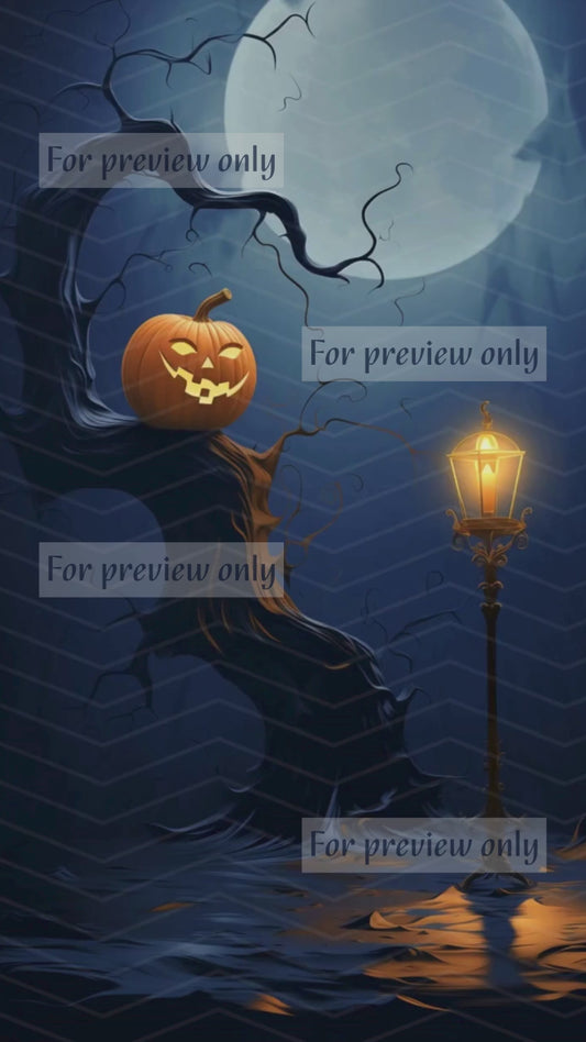 Halloween Pumpkin with Ghost. Animated E-Card