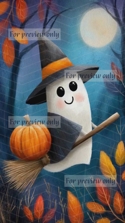 Cute Halloween Ghost. Animated E-Card
