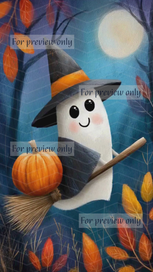 Cute Halloween Ghost. Animated E-Card
