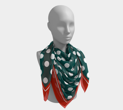 White dots on green background. Scarf