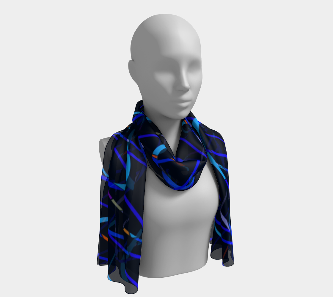 Colorful lines. Blue Long Scarf - Exclusive design by Art Mania!