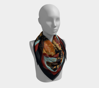 Autumn blues. Bordo with black. Scarf