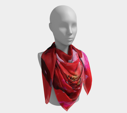 Watercolor flowers. Red Scarf