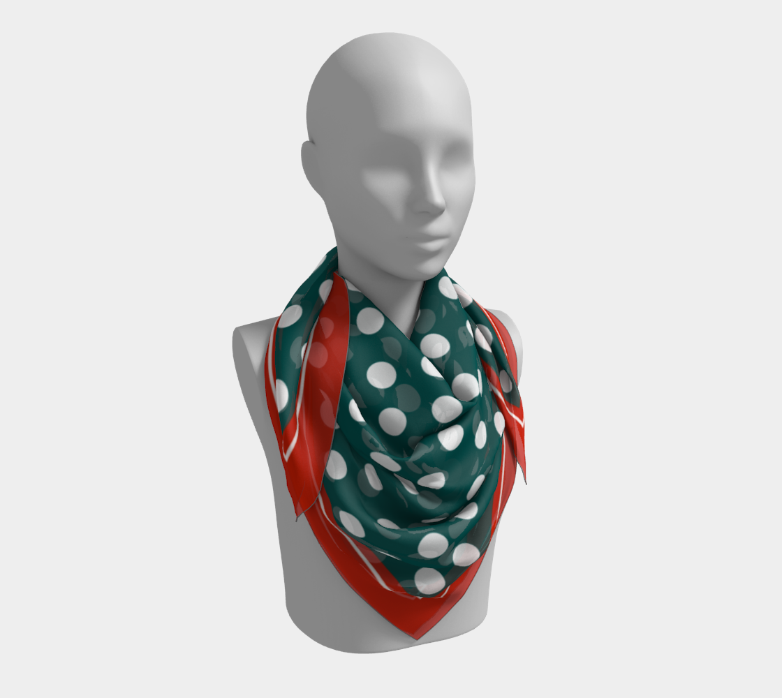 White dots on green background. Scarf