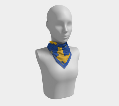 Yellow with blue tropical flowers. Square Scarf