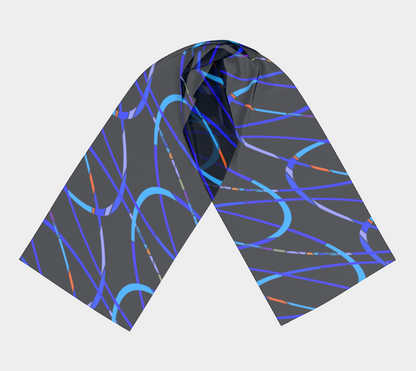 Colorful lines. Blue Long Scarf - Exclusive design by Art Mania!