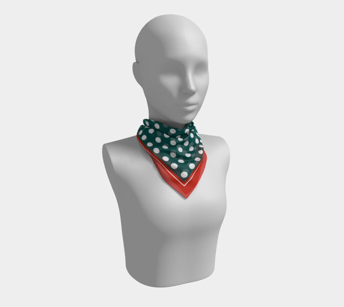 White dots on green background. Scarf