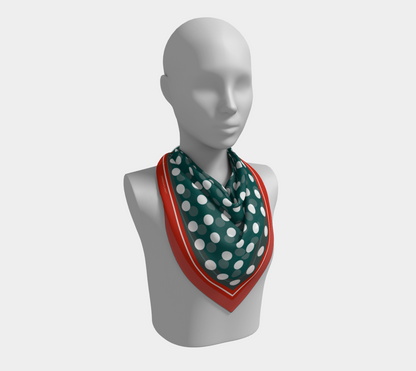 White dots on green background. Scarf