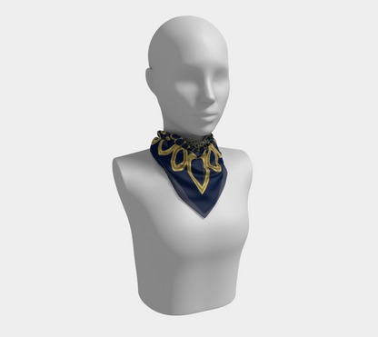 Abstract yellow pattern. Deep blue Scarf
