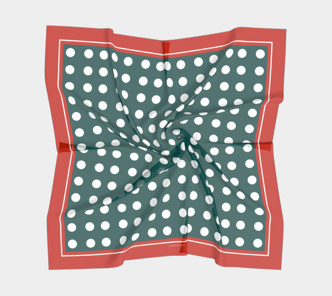 White dots on green background. Scarf