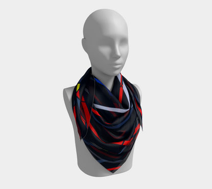 Colorful mosaic. Red lines. Scarf