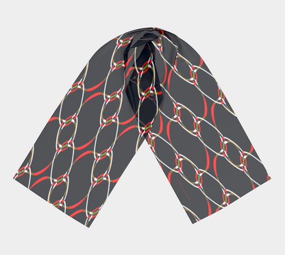 Colorful chains. Red Long Scarf - Exclusive design by Art Mania!