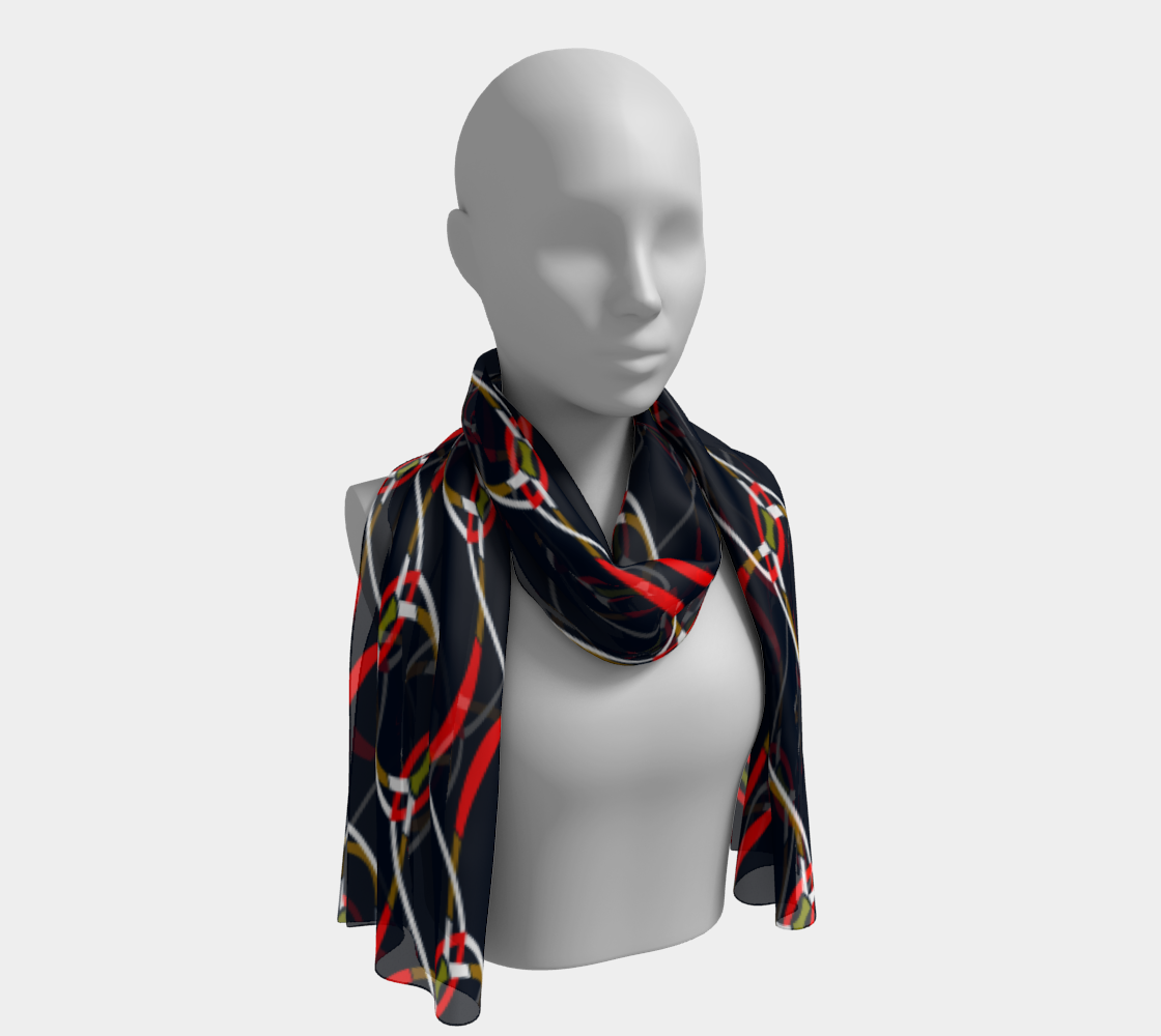 Colorful chains. Red Long Scarf - Exclusive design by Art Mania!