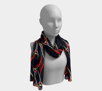 Colorful chains. Red Long Scarf - Exclusive design by Art Mania!