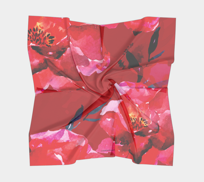 Watercolor flowers. Red Scarf