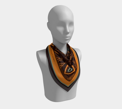 Ethnic pattern. Brown with orange Square Scarf